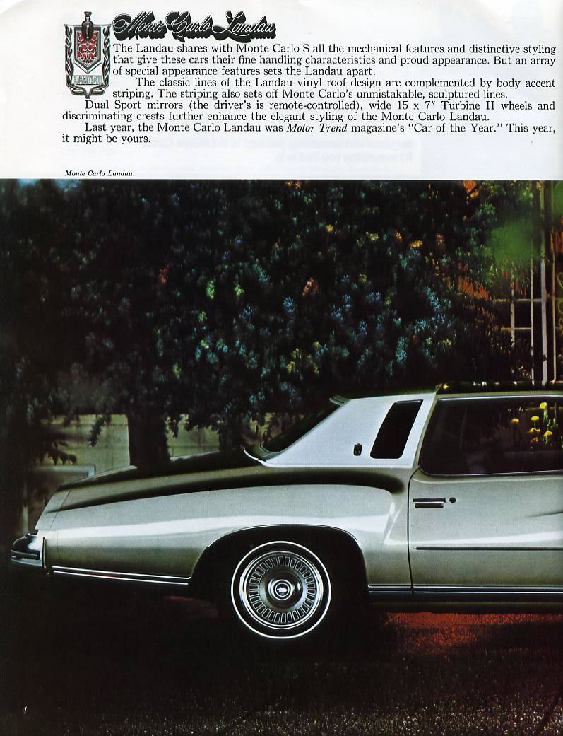 1974 Chevrolet Monte Carlo Brochure Page 1